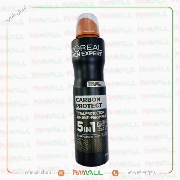 اسپری مردانه لورئال 48 ساعته 5 در 1 Carbon Protect